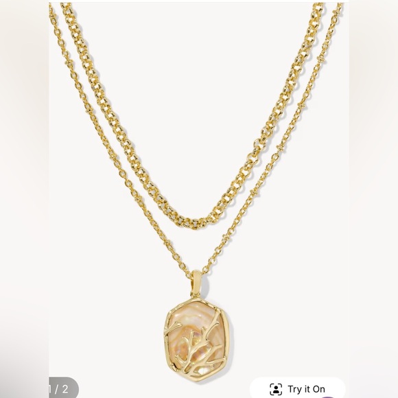 Kendra Scott Daphne Gold Coral Frame Multi Strand Iridescent Necklace, NWT - Picture 4 of 5